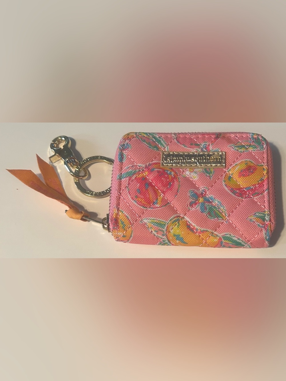 Simply Southern Pink Quilted Lemon Print Key & Card Holder